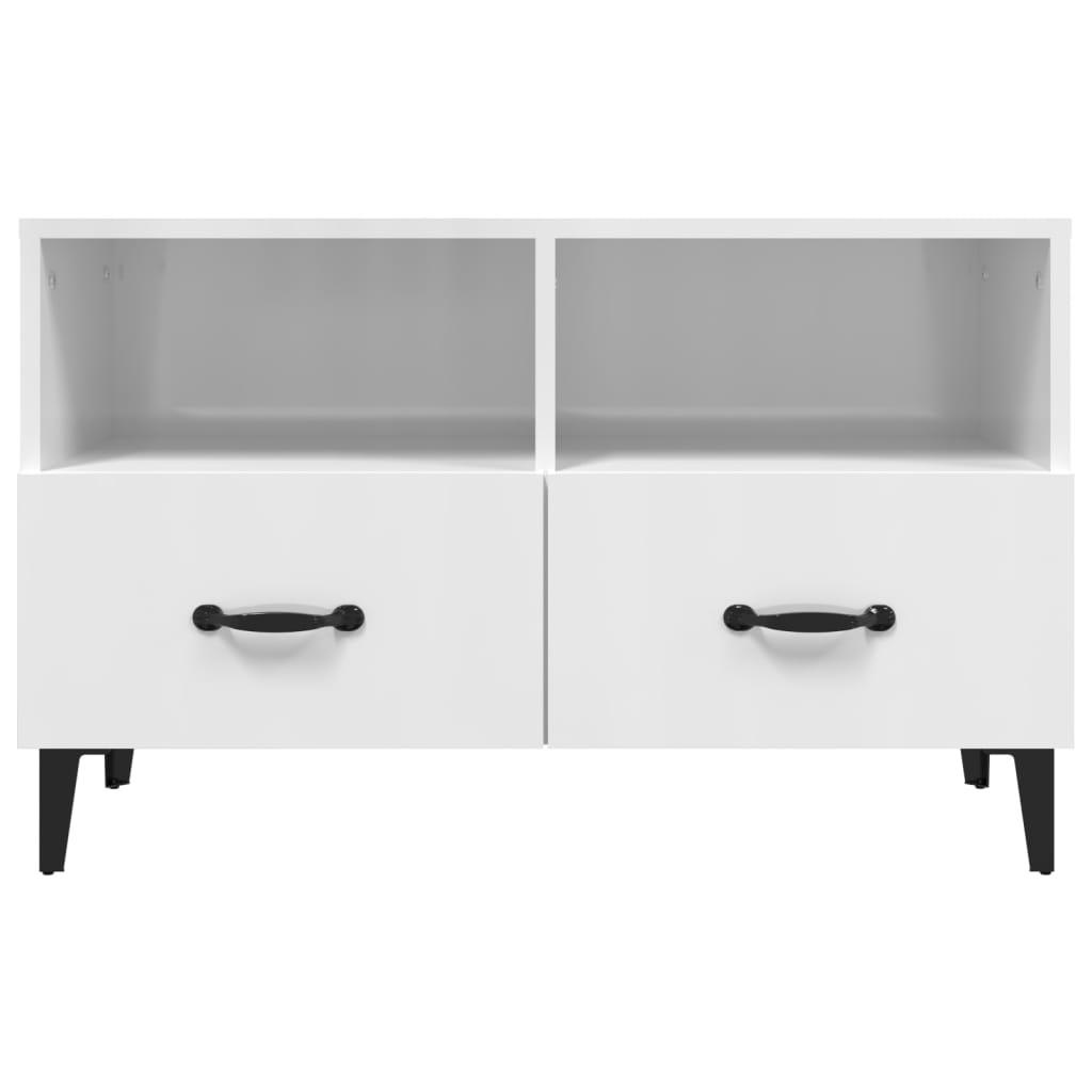 Meuble TV Blanc Brillant et Métal - 80 cm-Mon Meuble TV-Blanc brillant-1-6