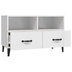 Meuble TV Blanc Brillant et Métal - 80 cm-Mon Meuble TV-Blanc brillant-1-7