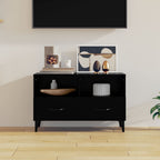 Meuble TV Blanc Brillant et Métal - 80 cm-Mon Meuble TV-Noir-1-12