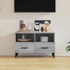 Meuble TV Blanc Brillant et Métal - 80 cm-Mon Meuble TV-Sonoma gris-1-15