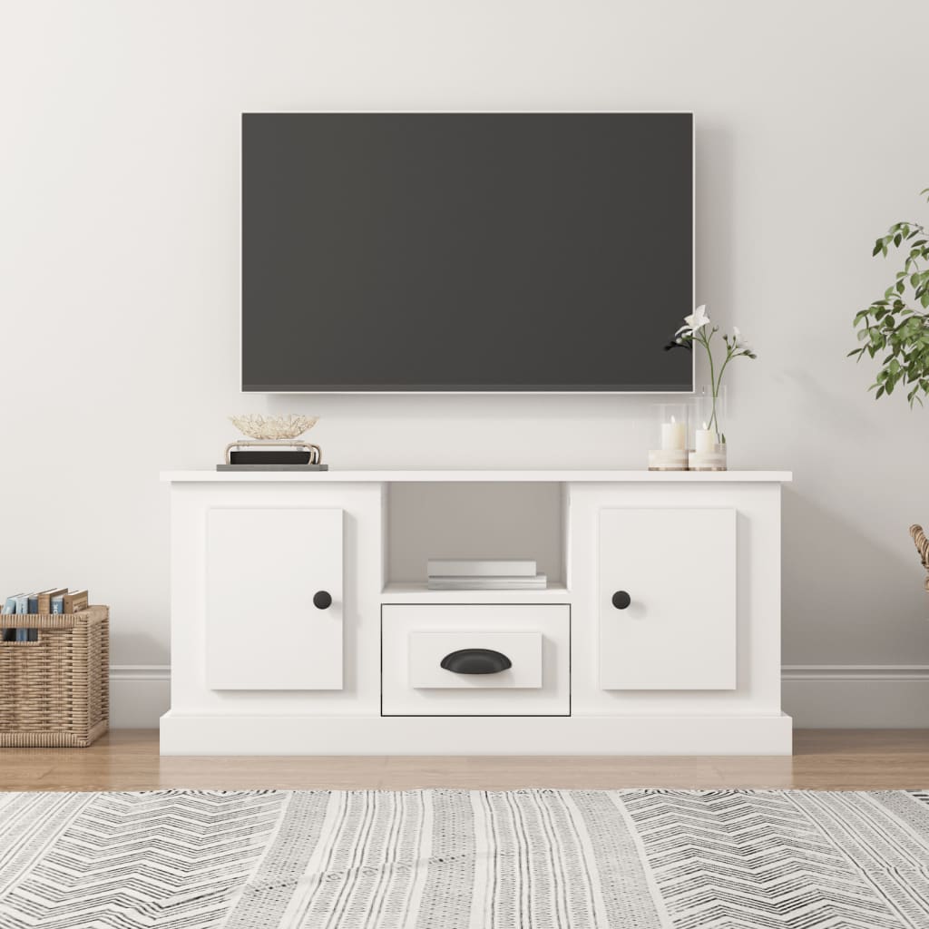 Meuble TV Blanc en Bois d'Ingénierie - 100 cm-Mon Meuble TV-Blanc-2