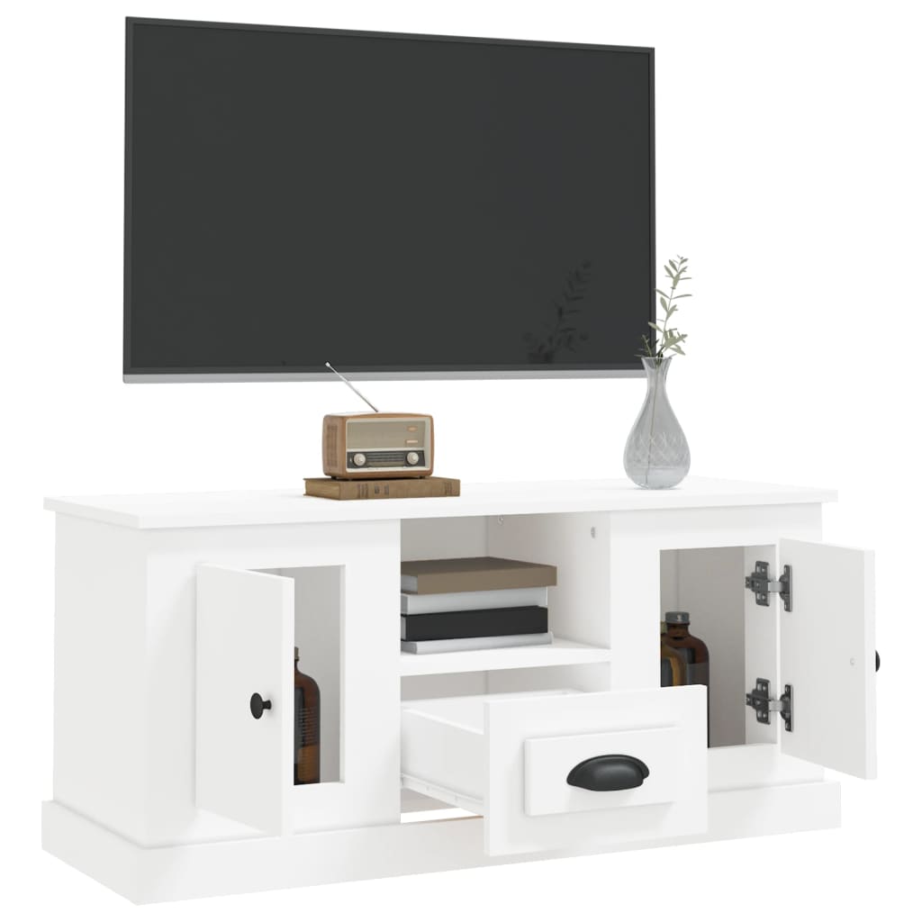 Meuble TV Blanc en Bois d'Ingénierie - 100 cm-Mon Meuble TV-Blanc brillant-5