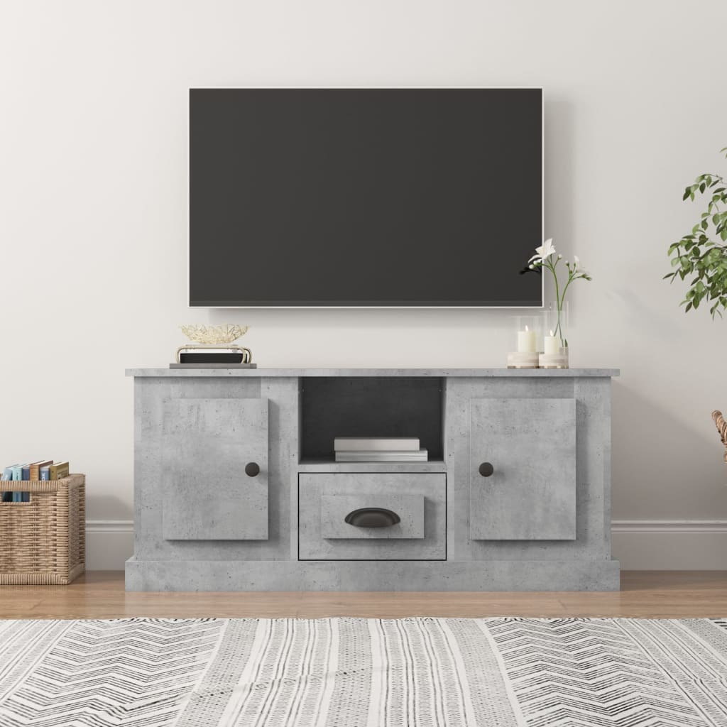 Meuble TV Blanc en Bois d'Ingénierie - 100 cm-Mon Meuble TV-Gris béton-11