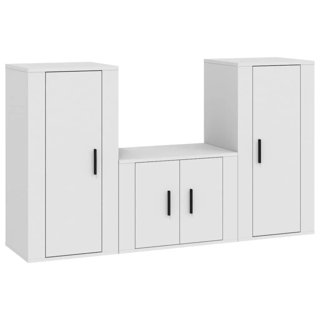 Meuble TV Blanc en Bois d'Ingénierie - 140 cm-Mon Meuble TV-Blanc-1