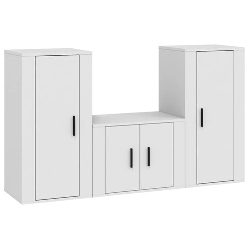 Meuble TV Blanc en Bois d'Ingénierie - 140 cm-Mon Meuble TV-Blanc-1