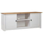 Meuble TV Blanc en Pin Massif - 120 cm-Mon Meuble TV-Blanc-1