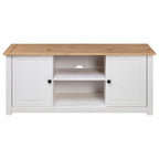 Meuble TV Blanc en Pin Massif - 120 cm-Mon Meuble TV-Blanc-5