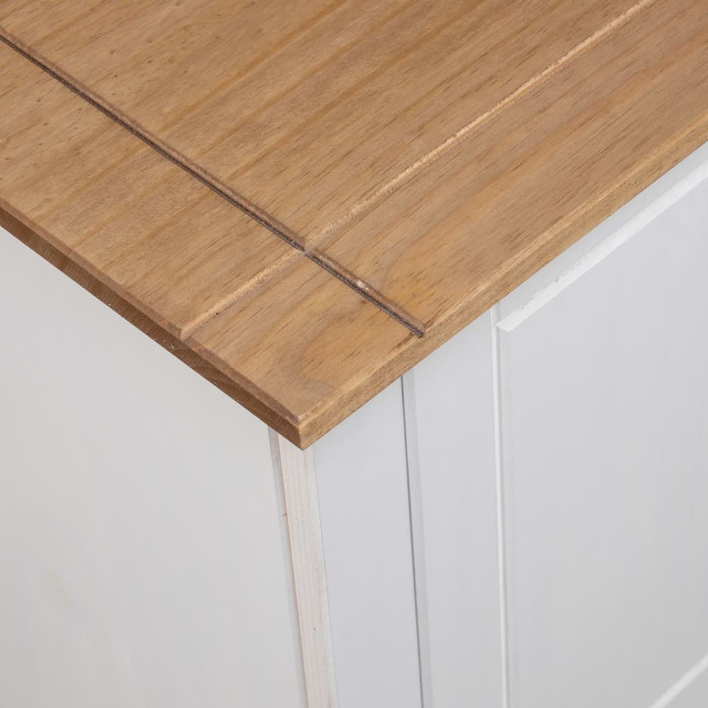 Meuble TV Blanc en Pin Massif - 120 cm-Mon Meuble TV-Blanc-7