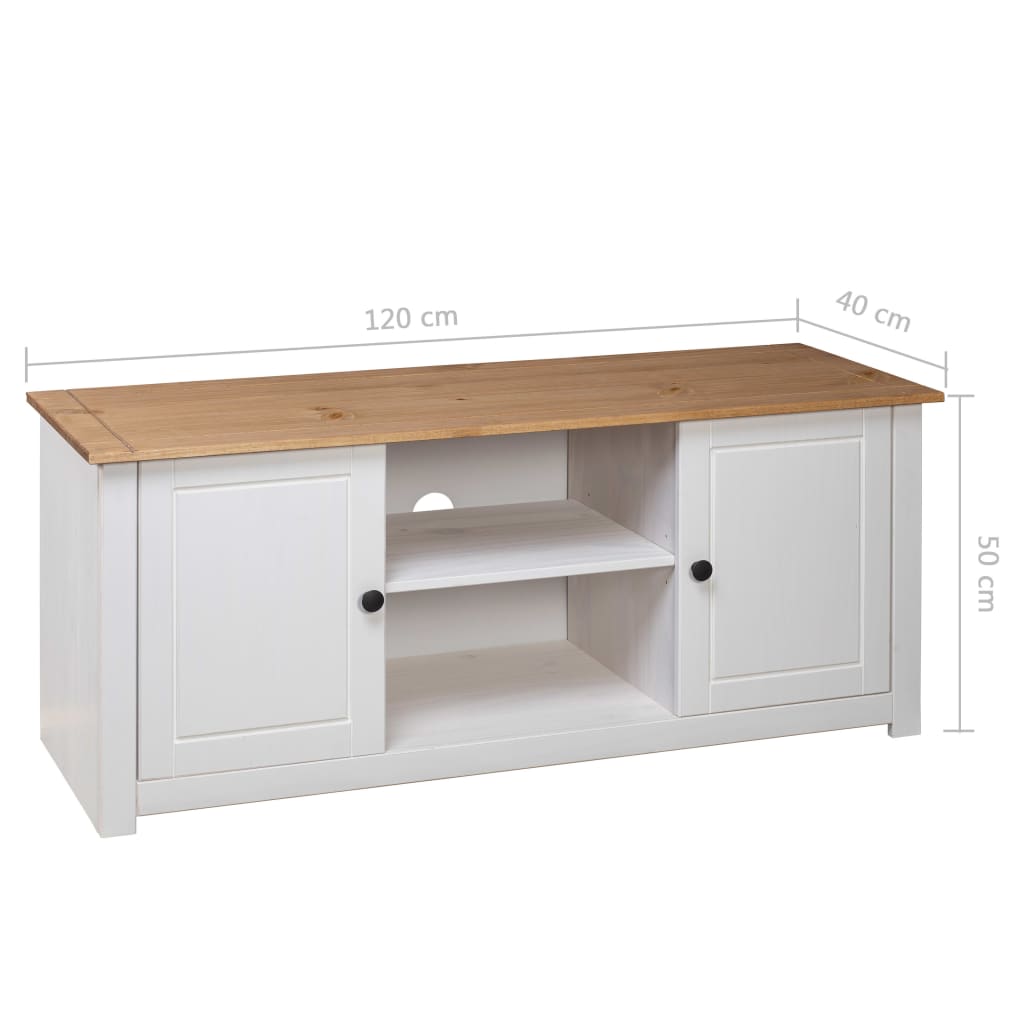 Meuble TV Blanc en Pin Massif - 120 cm-Mon Meuble TV-Blanc-9