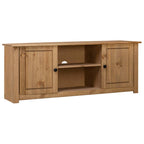 Meuble TV Blanc en Pin Massif - 120 cm-Mon Meuble TV-Marron-11