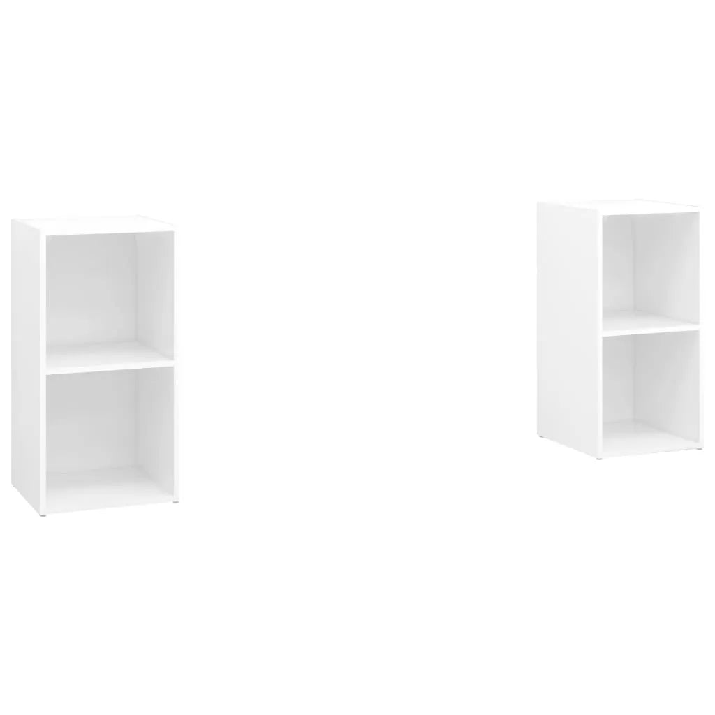 Meuble TV Blanc et Bois Bas - 2 Pièces-Mon Meuble TV-1