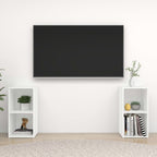 Meuble TV Blanc et Bois Bas - 2 Pièces-Mon Meuble TV-2
