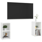 Meuble TV Blanc et Bois Bas - 2 Pièces-Mon Meuble TV-3
