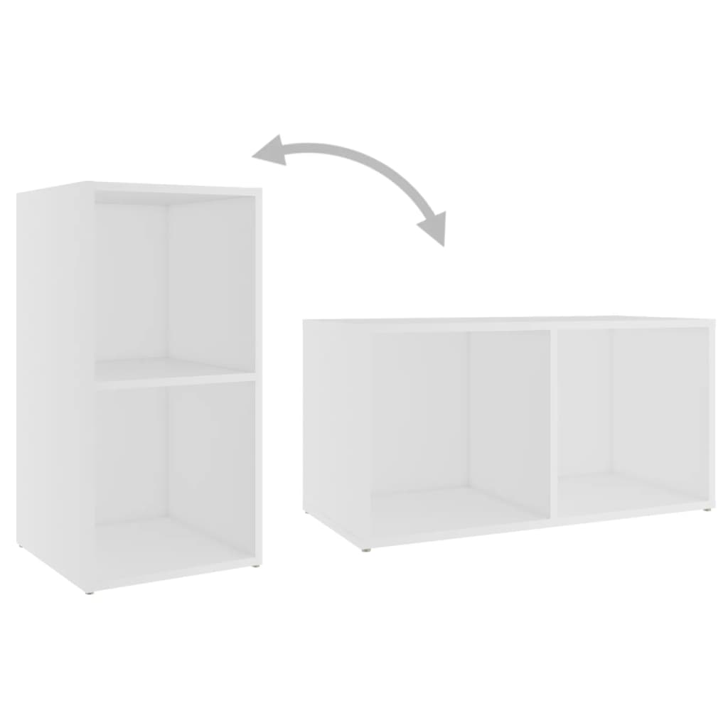 Meuble TV Blanc et Bois Bas - 2 Pièces-Mon Meuble TV-8