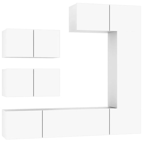 Meuble TV Blanc et Bois Naturel - 6 Pièces-Mon Meuble TV-1