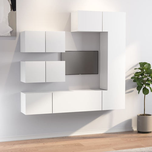 Meuble TV Blanc et Bois Naturel - 6 Pièces-Mon Meuble TV-2