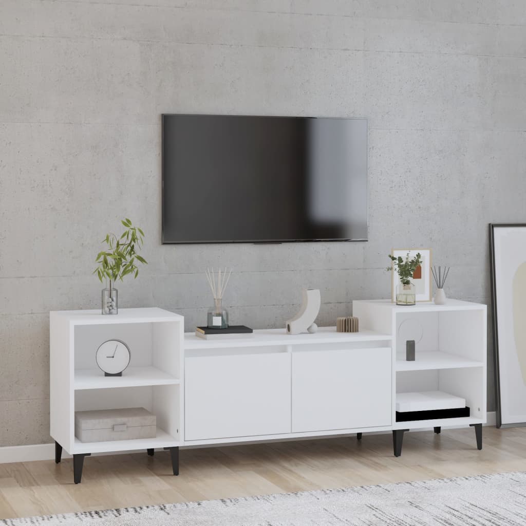 Meuble TV Blanc et Métal - 160 cm-Mon Meuble TV-Blanc-1-1