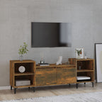 Meuble TV Blanc et Métal - 160 cm-Mon Meuble TV-Chêne fumé-1-14
