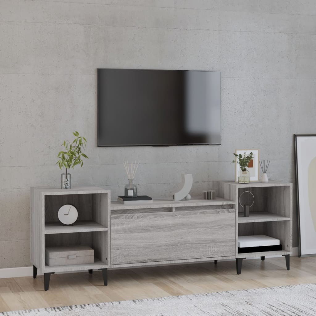 Meuble TV Blanc et Métal - 160 cm-Mon Meuble TV-Sonoma gris-1-15