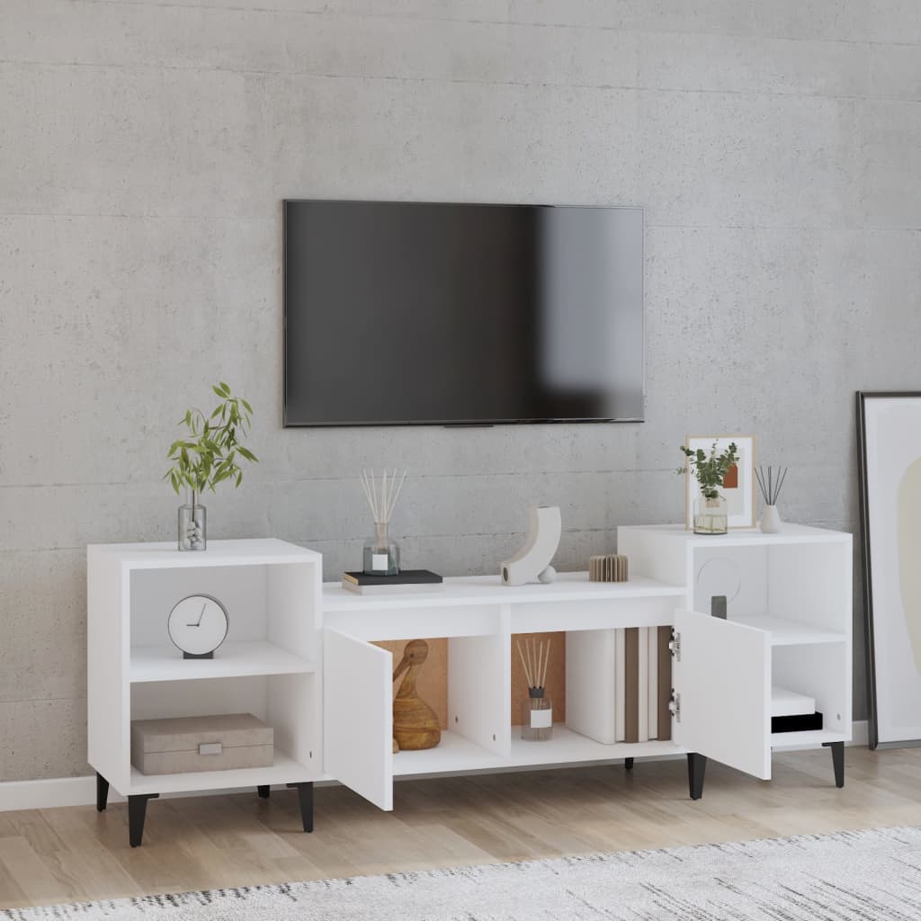 Meuble TV Blanc et Métal - 160 cm-Mon Meuble TV-Sonoma gris-1-3