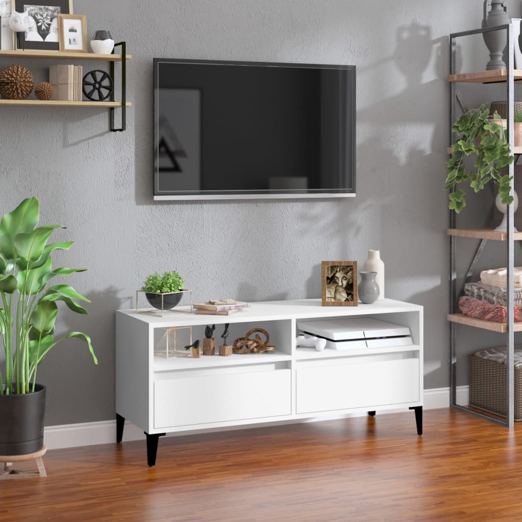 Meuble TV Blanc et Noir - 100 cm-Mon Meuble TV-2