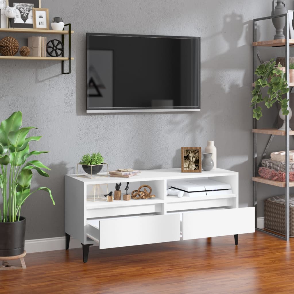 Meuble TV Blanc et Noir - 100 cm-Mon Meuble TV-3
