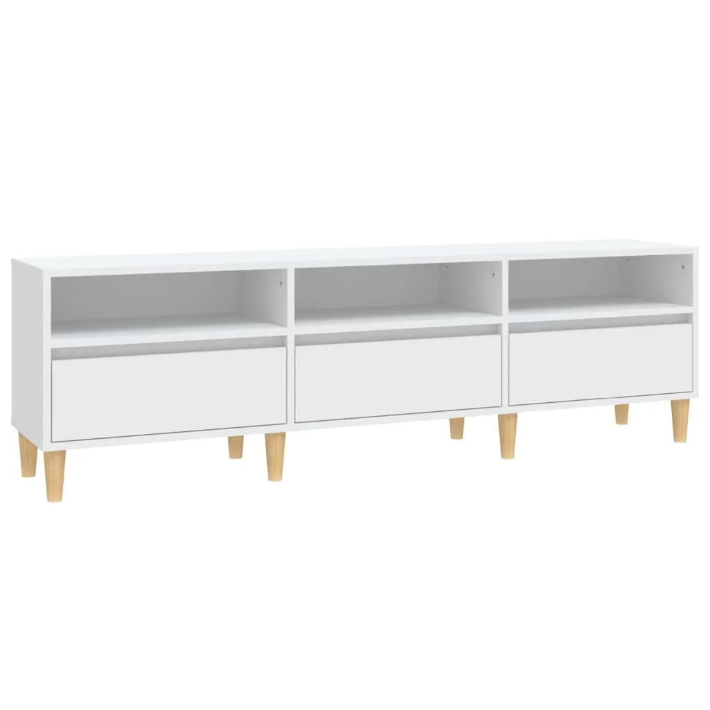 Meuble TV Blanc et Pieds en Eucalyptus - 150 cm-Mon Meuble TV-150 cm-1-30 cm-2