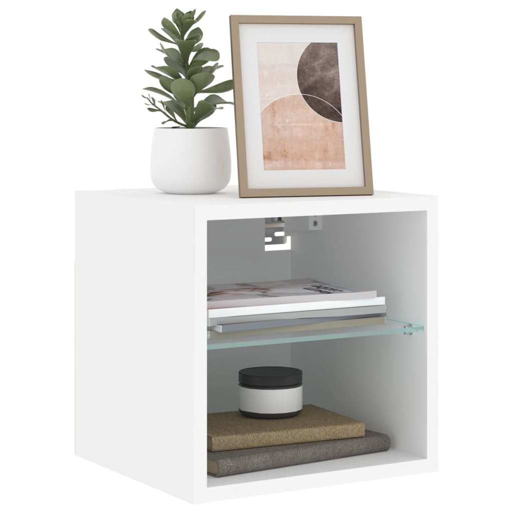 Meuble TV Blanc LED Mural - 30 cm-Mon Meuble TV-30 cm-30 cm-1-6