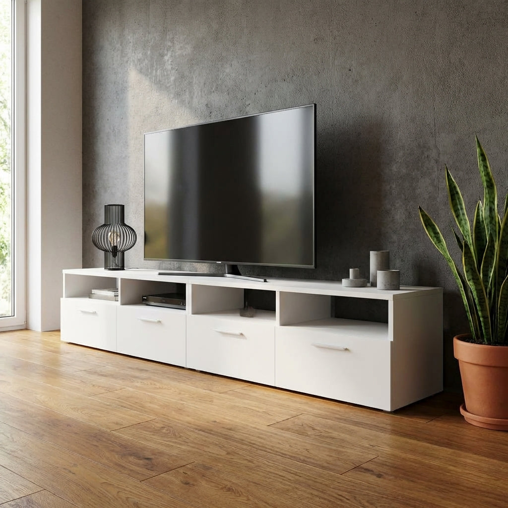 meuble-tv-blanc-mat-en-bois-d-ingenierie-2-pieces-decor