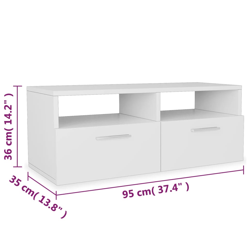 Meuble TV Blanc Mat en Bois d'Ingénierie - 2 Pièces-Mon Meuble TV-Chêne-2-6