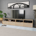 Meuble TV Blanc Mat en Bois d'Ingénierie - 2 Pièces-Mon Meuble TV-Chêne-2-7
