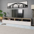 Meuble TV Blanc Mat en Bois d'Ingénierie - 2 Pièces-Mon Meuble TV-Chêne et blanc-2-8