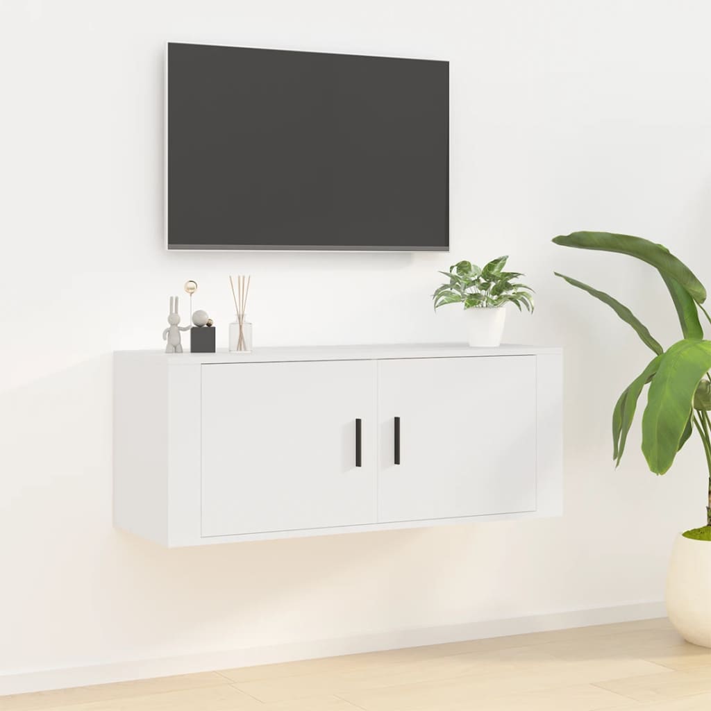 Meuble TV Blanc Mat et Bois - 2 Pièces-Mon Meuble TV-Blanc-1-100 x 34.5 x 40 cm-15