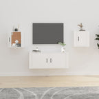 Meuble TV Blanc Mat et Bois - 2 Pièces-Mon Meuble TV-Blanc-2-40 x 34.5 x 40 cm-65