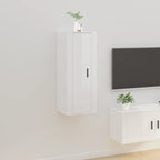 Meuble TV Blanc Mat et Bois - 2 Pièces-Mon Meuble TV-Blanc brillant-1-40 x 34.5 x 100 cm-22