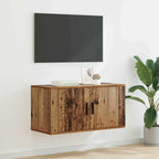 Meuble TV Blanc Mat et Bois - 2 Pièces-Mon Meuble TV-Bois ancien-1-80 x 34,5 x 40 cm-53