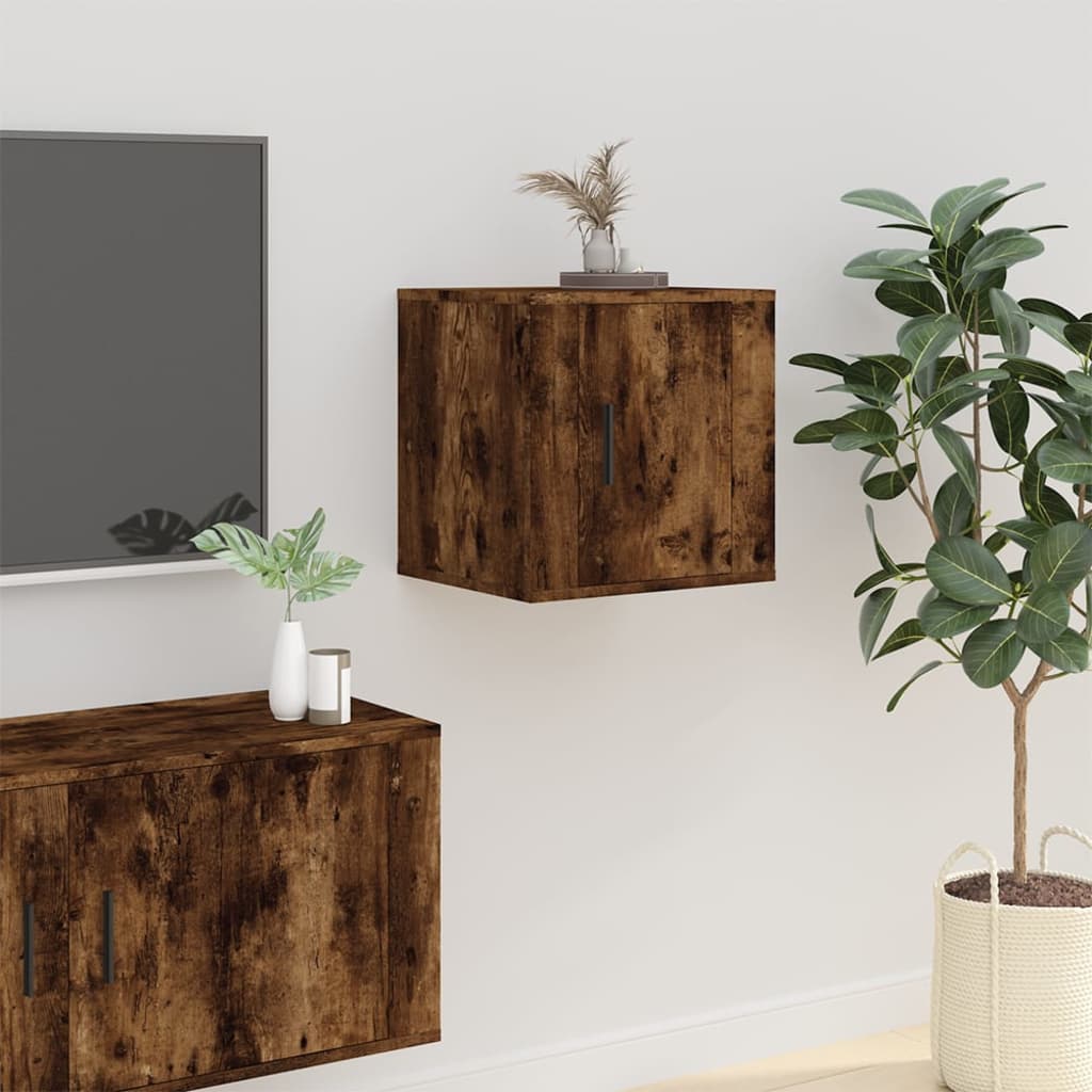 Meuble TV Blanc Mat et Bois - 2 Pièces-Mon Meuble TV-Chêne fumé-1-40 x 34.5 x 40 cm-26
