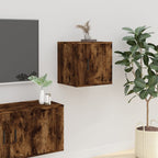 Meuble TV Blanc Mat et Bois - 2 Pièces-Mon Meuble TV-Chêne fumé-1-40 x 34.5 x 40 cm-26