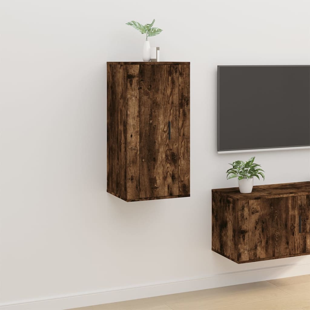 Meuble TV Blanc Mat et Bois - 2 Pièces-Mon Meuble TV-Chêne fumé-1-40 x 34.5 x 80 cm-39