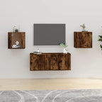 Meuble TV Blanc Mat et Bois - 2 Pièces-Mon Meuble TV-Chêne fumé-2-40 x 34.5 x 40 cm-61