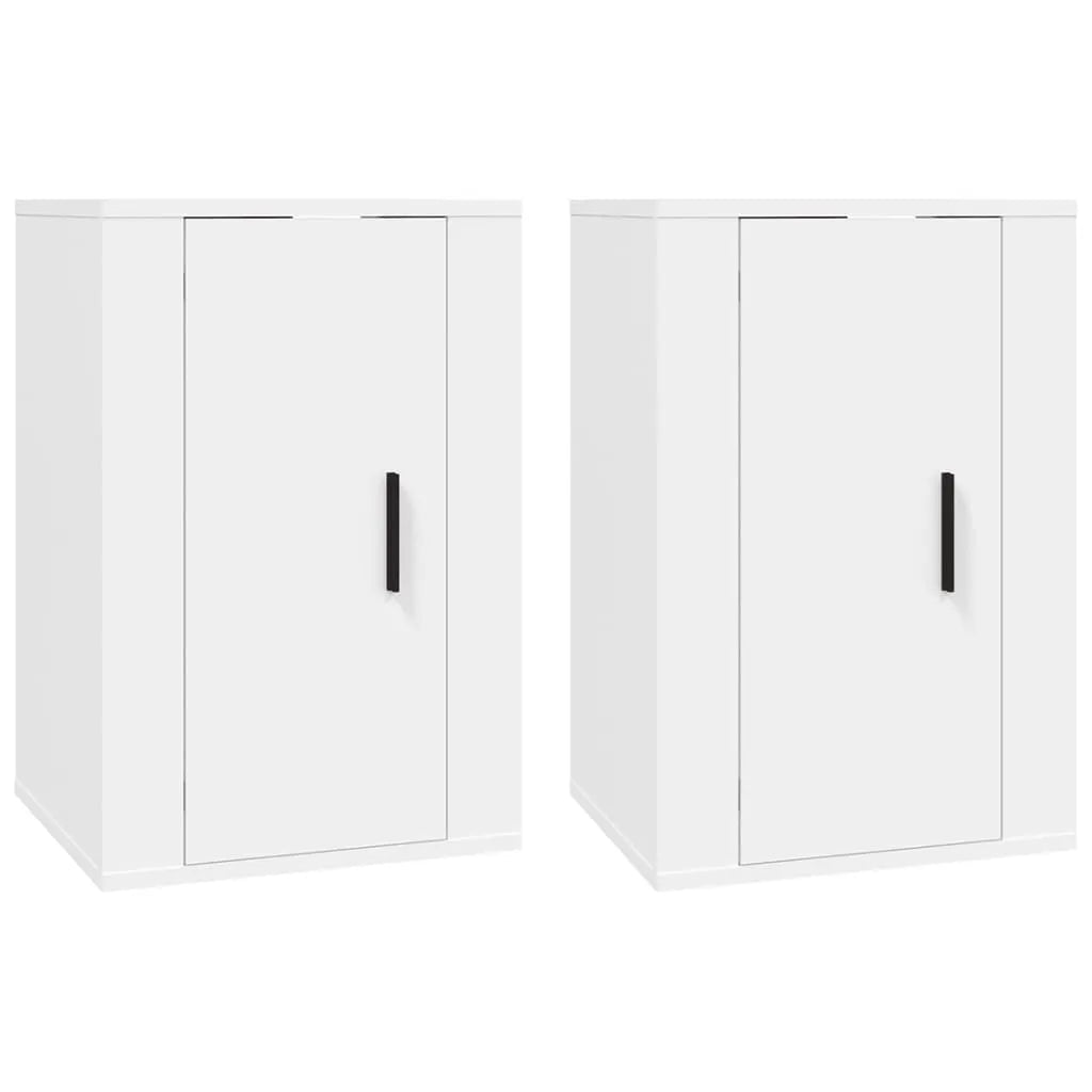 Meuble TV Blanc Mat et Bois - 2 Pièces-Mon Meuble TV-Chêne fumé-2-40 x 34.5 x 60 cm-2