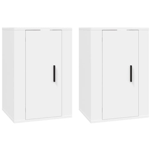 Meuble TV Blanc Mat et Bois - 2 Pièces-Mon Meuble TV-Chêne fumé-2-40 x 34.5 x 60 cm-2
