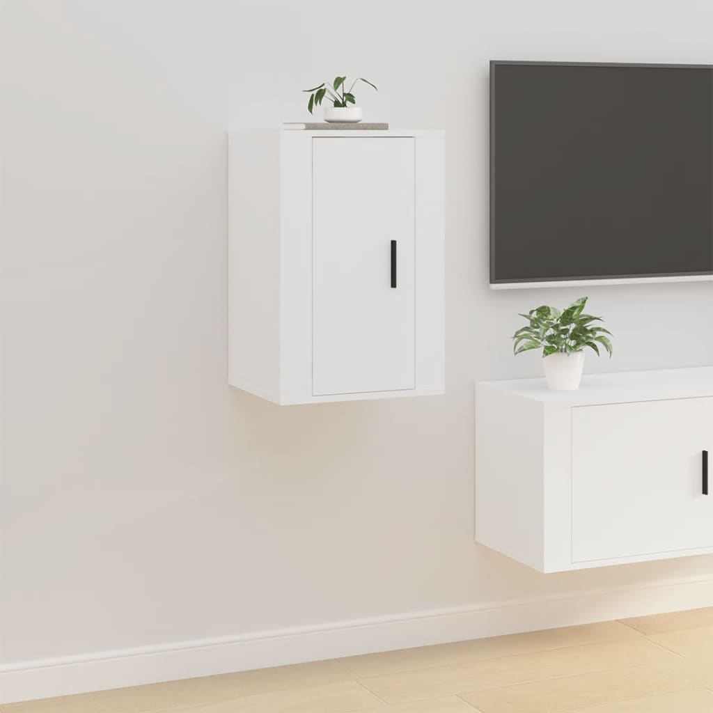 Meuble TV Blanc Mat et Bois - 2 Pièces-Mon Meuble TV-Chêne fumé-2-40 x 34.5 x 60 cm-4
