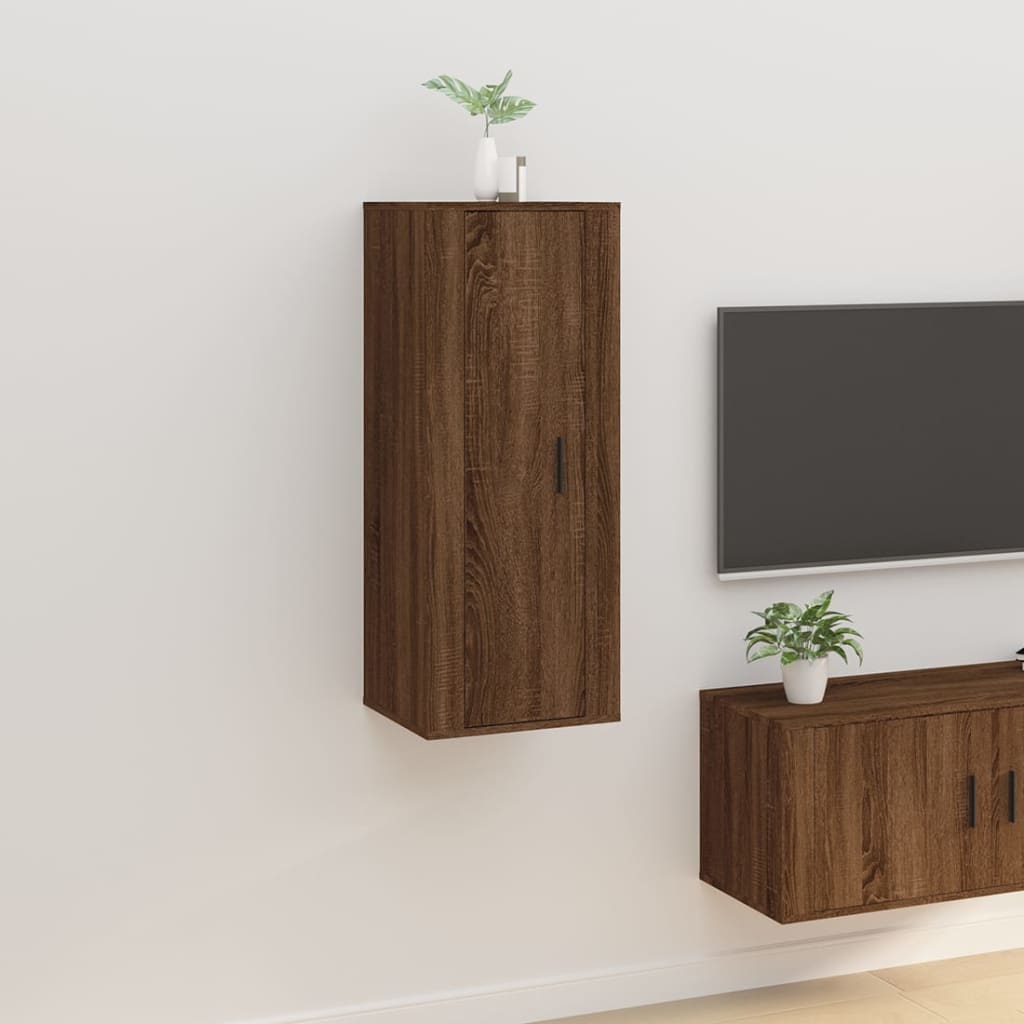 Meuble TV Blanc Mat et Bois - 2 Pièces-Mon Meuble TV-Chêne marron-1-40 x 34.5 x 100 cm-20