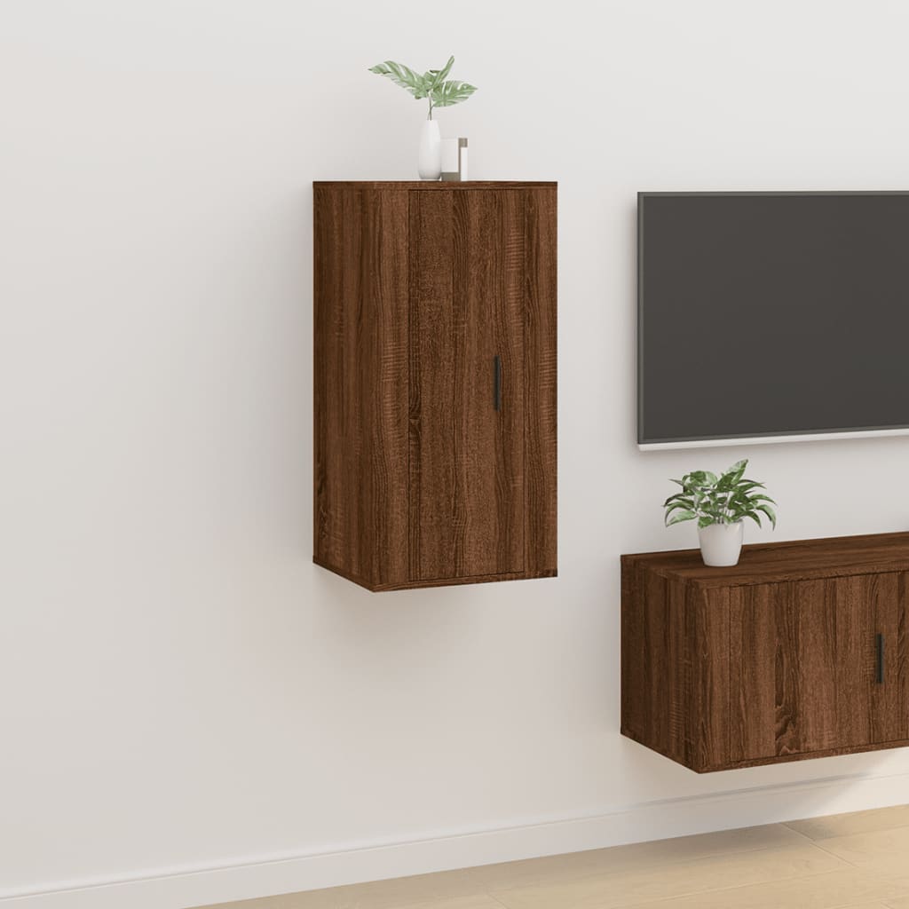 Meuble TV Blanc Mat et Bois - 2 Pièces-Mon Meuble TV-Chêne marron-1-40 x 34.5 x 80 cm-41