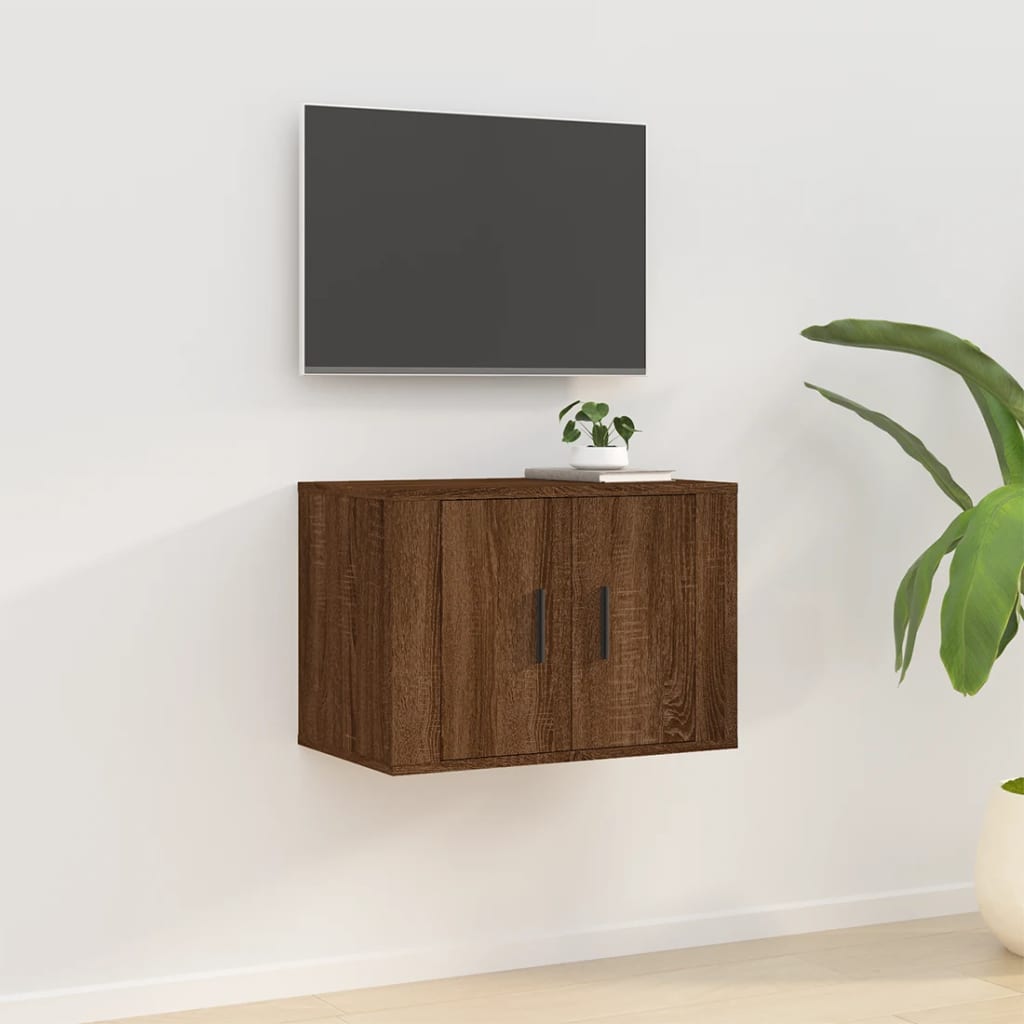Meuble TV Blanc Mat et Bois - 2 Pièces-Mon Meuble TV-Chêne marron-1-57 x 34.5 x 40 cm-44