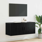 Meuble TV Blanc Mat et Bois - 2 Pièces-Mon Meuble TV-Chêne noir-1-100 x 34,5 x 40 cm-55
