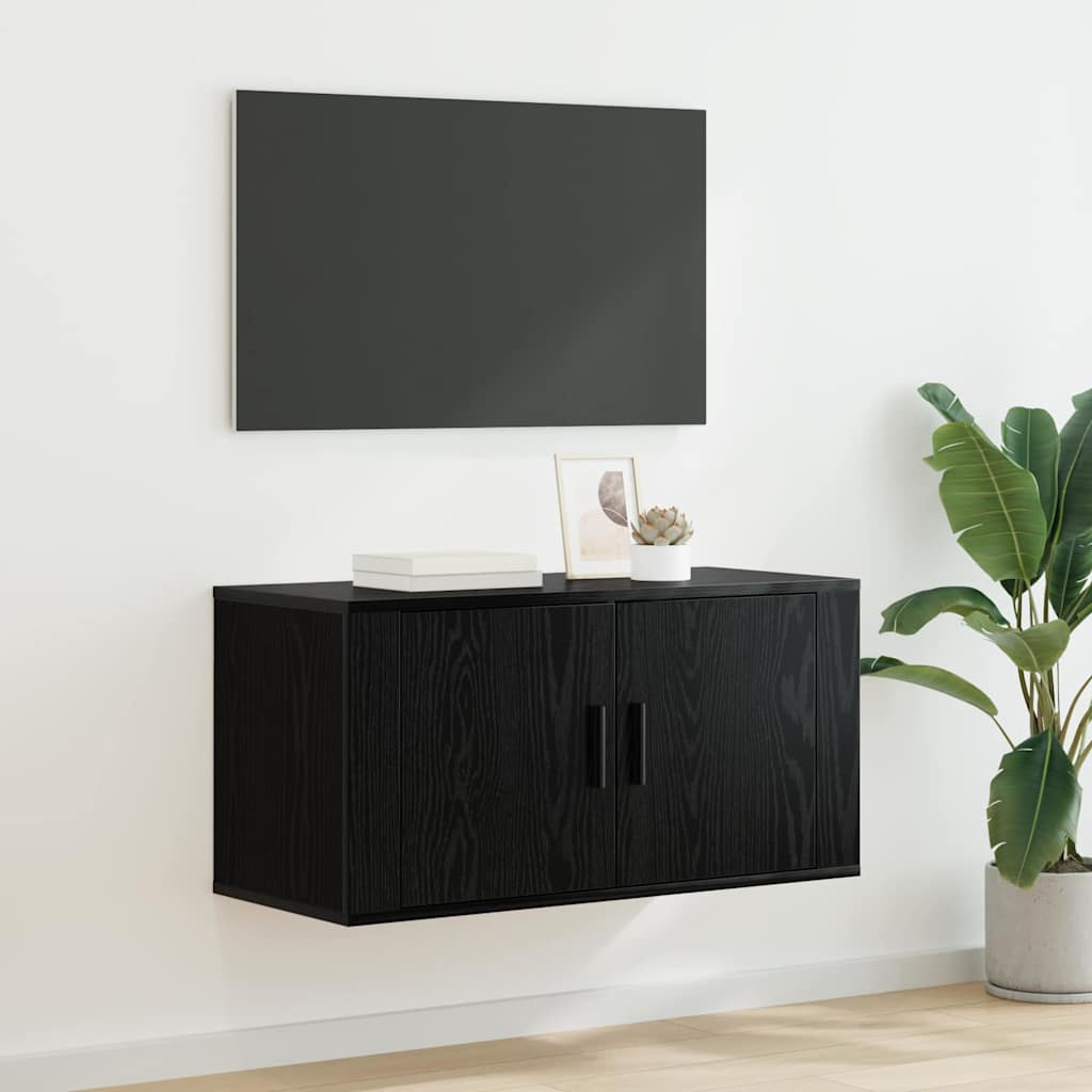 Meuble TV Blanc Mat et Bois - 2 Pièces-Mon Meuble TV-Chêne noir-1-80 x 34,5 x 40 cm-54