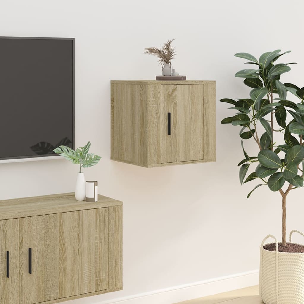 Meuble TV Blanc Mat et Bois - 2 Pièces-Mon Meuble TV-Chêne sonoma-1-40 x 34.5 x 40 cm-30