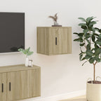 Meuble TV Blanc Mat et Bois - 2 Pièces-Mon Meuble TV-Chêne sonoma-1-40 x 34.5 x 40 cm-30